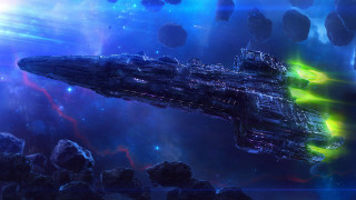 Space ship rocks planets brightlights - the air free wallpaper