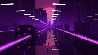 Car neon cityscape retrofuturism synthwave - a pink light free wallpaper for desktop