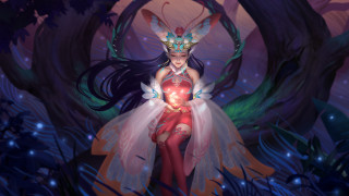 Woman red dress light up - rossdraw global illumination free wallpaper