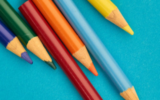 Colored pencils blue surface childrens - down free wallpaper for desktop