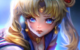 Blonde blueskirt blueeyes crescent earrings - gold earring free wallpaper