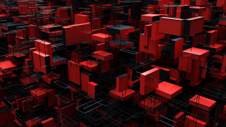 Red boxes bauhaus 3d render - large group free wallpaper