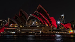 Red building cityscape pagoda bridge - side and a city in the background free wallpaper