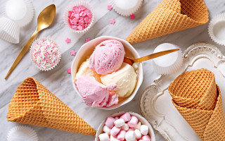 Ice cream candy spoon rococo - a bowl of ice cream free wallpaper