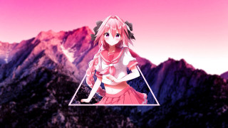 Pink dress mountains sunset boys - low free wallpaper for desktop