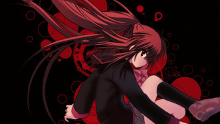 Woman redheart anime schooluniform longhair - a black suit free wallpaper