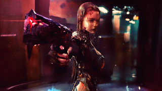 Man gun futuristic redlight cyberpunk - a futuristic setting free wallpaper for desktop