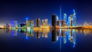 City skyline lake night reflections 4 - hurufiyya free wallpaper for desktop