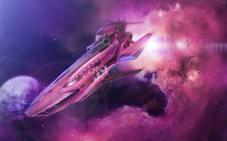 Pink space ship purple sky - eve ryder free wallpaper