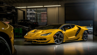 Yellow sports car garage side - other car free wallpaper