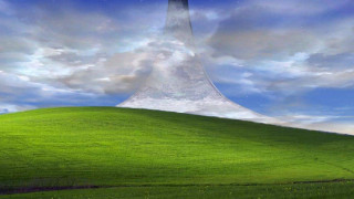 White object sky green field - a large white object free wallpaper