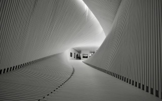 White tunnel wall walkway building - david chipperfield free wallpaper