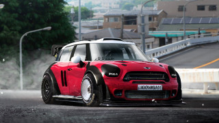 Red white mini cooper smoke - mini free wallpaper for desktop