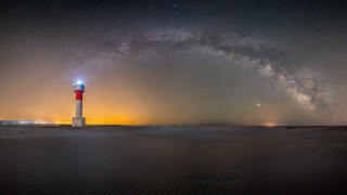 Lighthouse desert starry sky aurora - a sky full free wallpaper