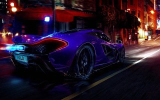 Purple sports car city night - a purple sports car free wallpaper