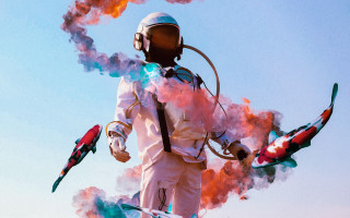 Afrofuturism manwhitehelmet skis smoke conceptart - a white suit free wallpaper