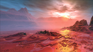 Desert river mountains sunset space - andor basch free wallpaper for desktop