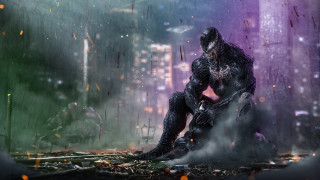 Man black suit rock rain - cinematic concept art free wallpaper for desktop