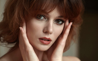 Eszter mattioni red hair blue 2 - her cheek free wallpaper