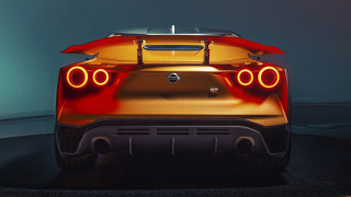 Red sports car lights dark - a black floor free wallpaper