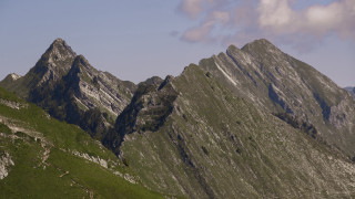 Mountain range clouds trees river - the side of the mountain free wallpaper