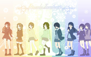 Girls rainbow background flowers snowflakes - a rainbow background free wallpaper