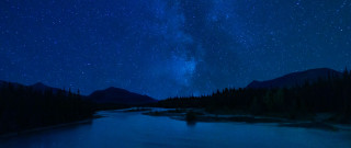 River mountain night starry sky - star above free wallpaper