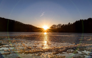 Sunset water ice trees city - the ground and trees free wallpaper