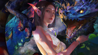 Woman dragon elf fantasy art - stanley artgerm lau free wallpaper