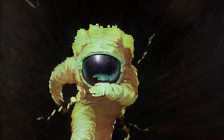 Astronaut yellow suit black outline - artem demura free wallpaper