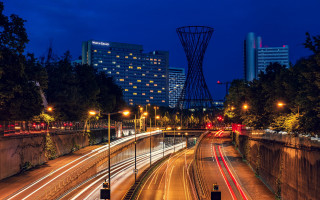 Berlin secession cityscape night lights - traffic free wallpaper