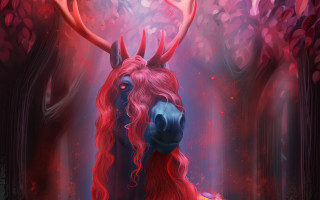 Horse red hair horns deer - horn free wallpaper for desktop