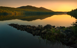 Lake rock wall mountain sunset - a lake free wallpaper