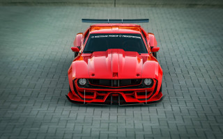 Red sports car brick road 12 - a brick road free wallpaper