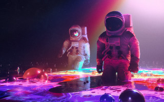 Space astronauts rainbow background glow - filip hodas free wallpaper for desktop