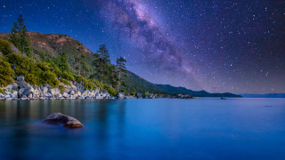 Night sky stars milky lake - milky free wallpaper
