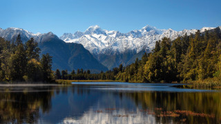 Mountain lake forest bridge sky 3 - the top of them free wallpaper