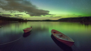 Boats green sky stars clouds - sky free wallpaper