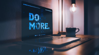 Laptop coffee lightbulb wooden desk - dirck van der lisse free wallpaper