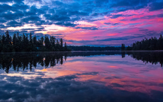 Lake trees colorful sky bridge - cloud and trees free wallpaper for desktop