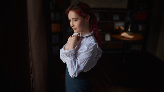 Woman white shirt tie dark - victorian free wallpaper