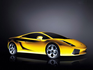 Yellow sports car dark room 17 - reflective free wallpaper