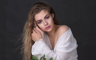 Elina karimova portrait longhair white - a white shirt holding free wallpaper