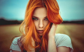 Red hair blue eyes beach - red hair free wallpaper