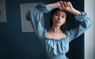 Elina karimova rococo blue dress - pale free wallpaper