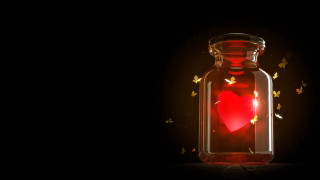 Heart glass jar butterflies night - the glass free wallpaper