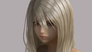 Blonde woman white dress sad - shaded free wallpaper for desktop
