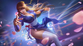 Dancing woman blue dress purple - sakimi chan free wallpaper for desktop