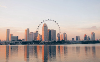 Ferris wheel water city sunset - a ferris wheel free wallpaper for desktop