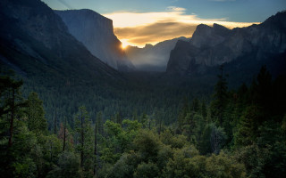 Mountain range forest sunset clouds - the mountain free wallpaper